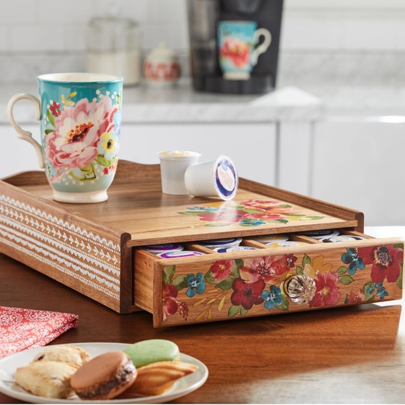 The Pioneer Woman Other - The Pioneer Woman Wildflower Whimsy 4-Compartment Wood Coffee Pod Organizer